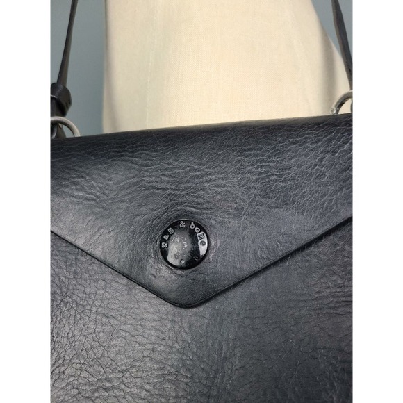 NWOT Rag & Bone Micro Atlas Crossbody Bag Black Embossed Leather Purse Snap Open